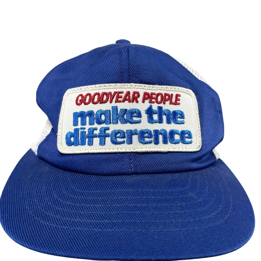 Vintage Swingster Goodyear People Hat Cap Snap Back One Size Mens Blue Trucker